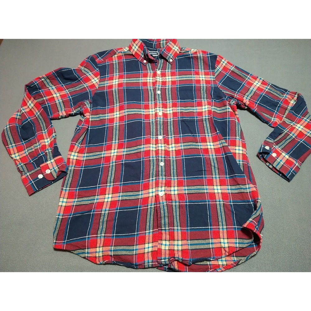 Club Room Flannel Shirt Men L Red Plaid Farmer Classic Long Sleeve Button Down